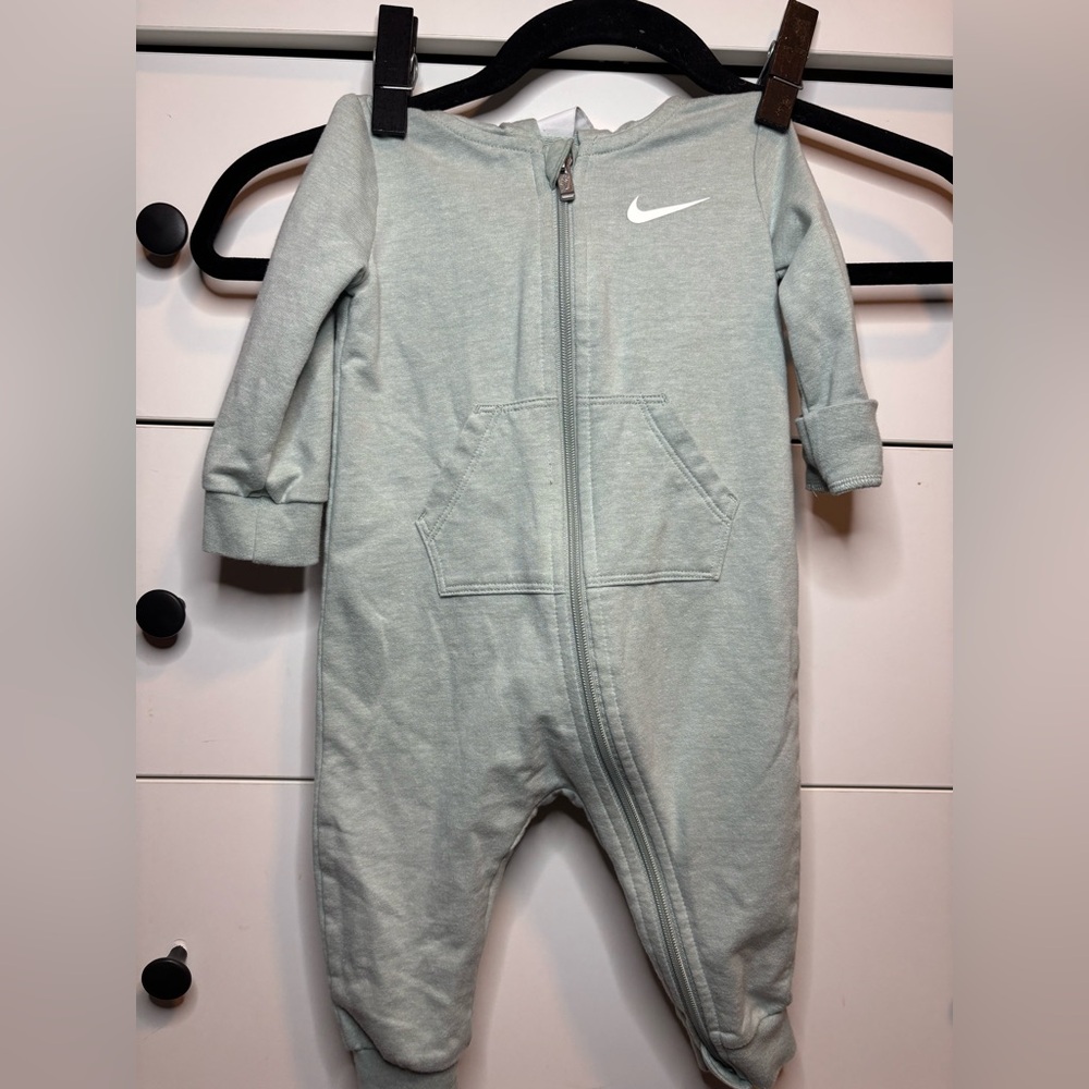 Nike Soft Gray/Green Zip-Up Hoodie Onsie